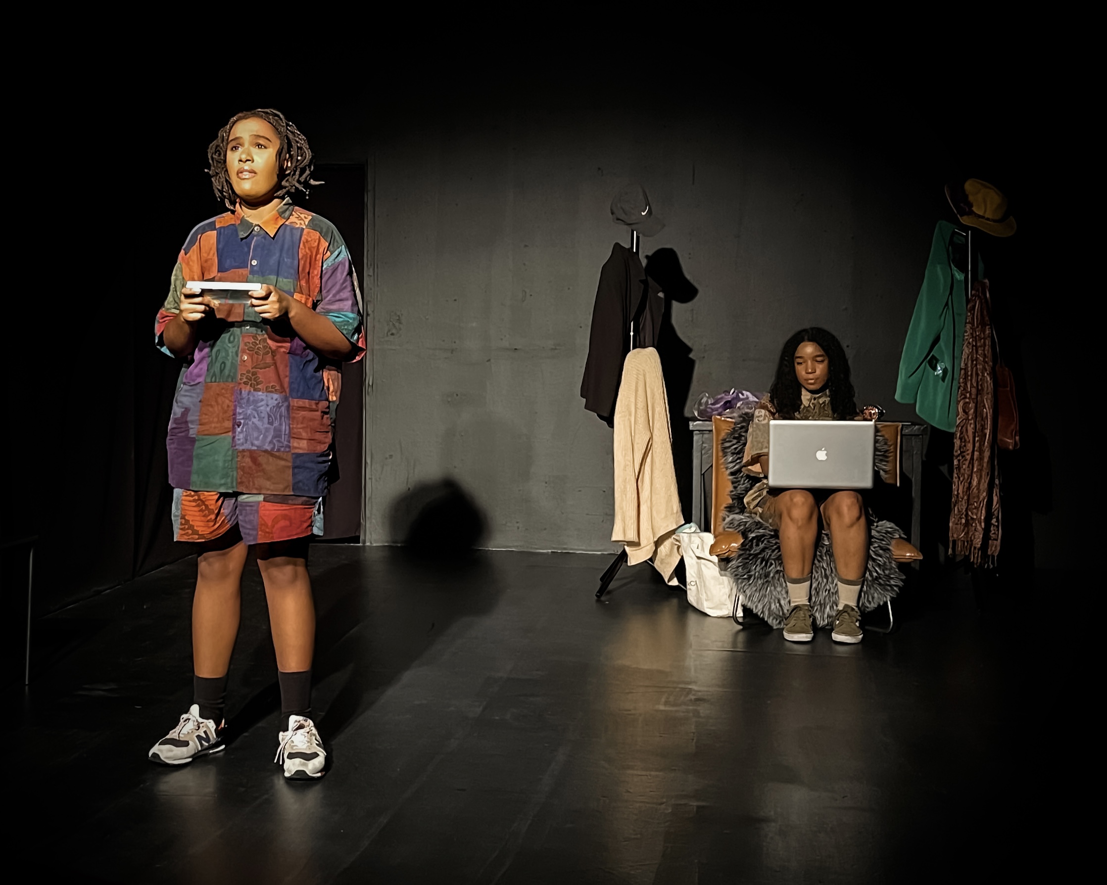 photo of Jairis Carter and Mareshah Dupree acting in the play Abortion Weekend