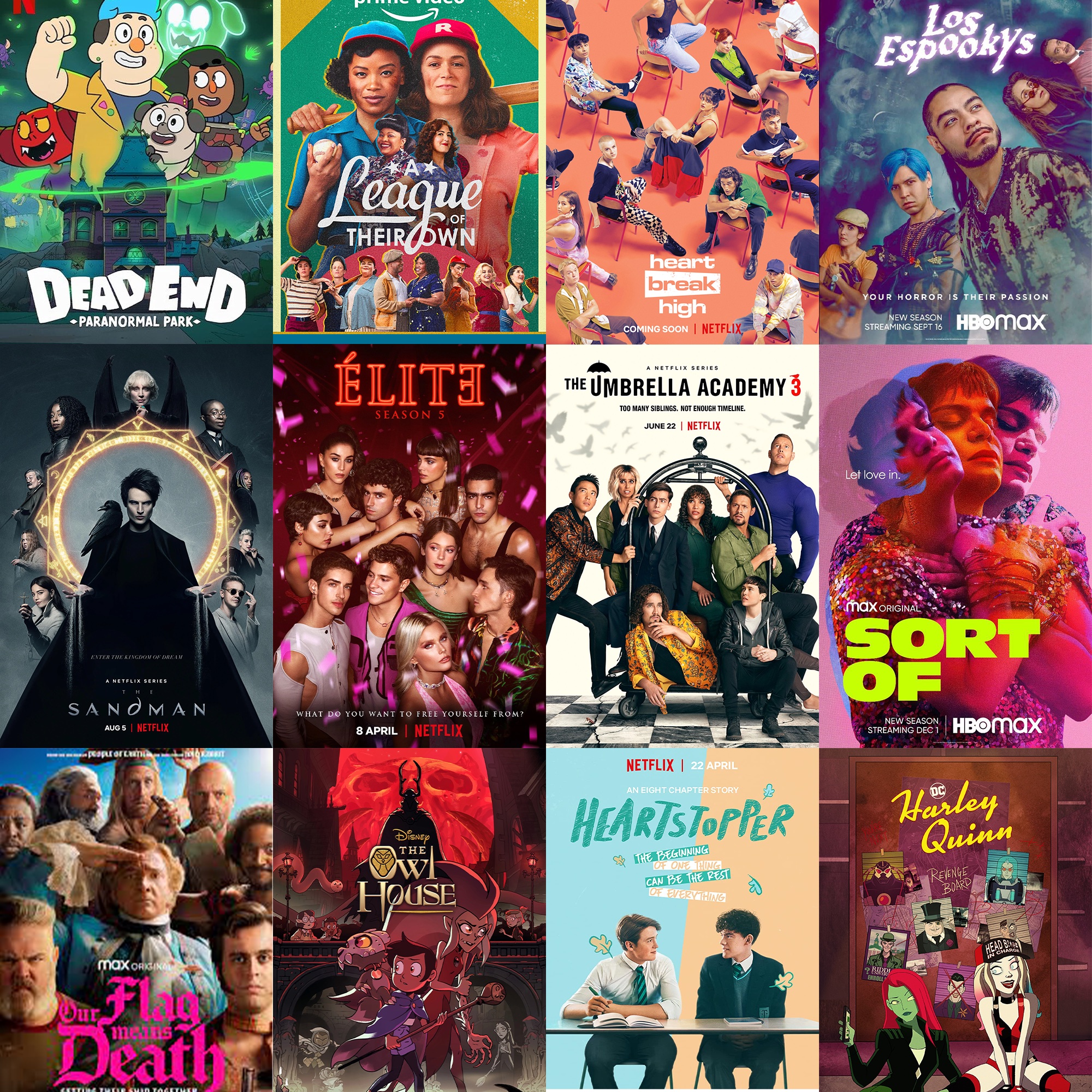 compilation of posters for tv shows on OutWrite's best of 2022 queer tv list