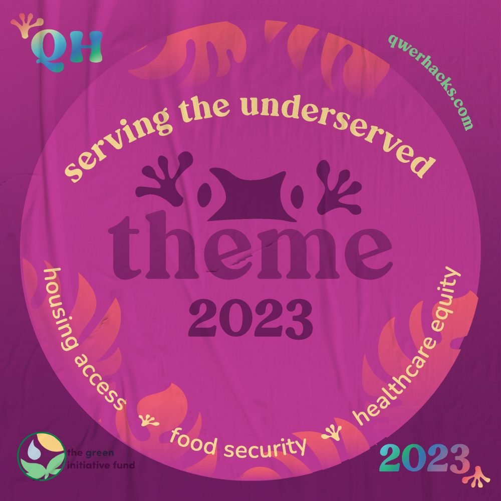 qwer hacks 2023 theme: serving the underserved. housing access, food security, healthcare equity