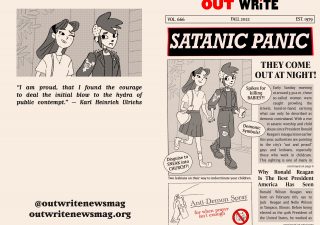 cover spread for OutWrite's fall 2022 issue satanic panic