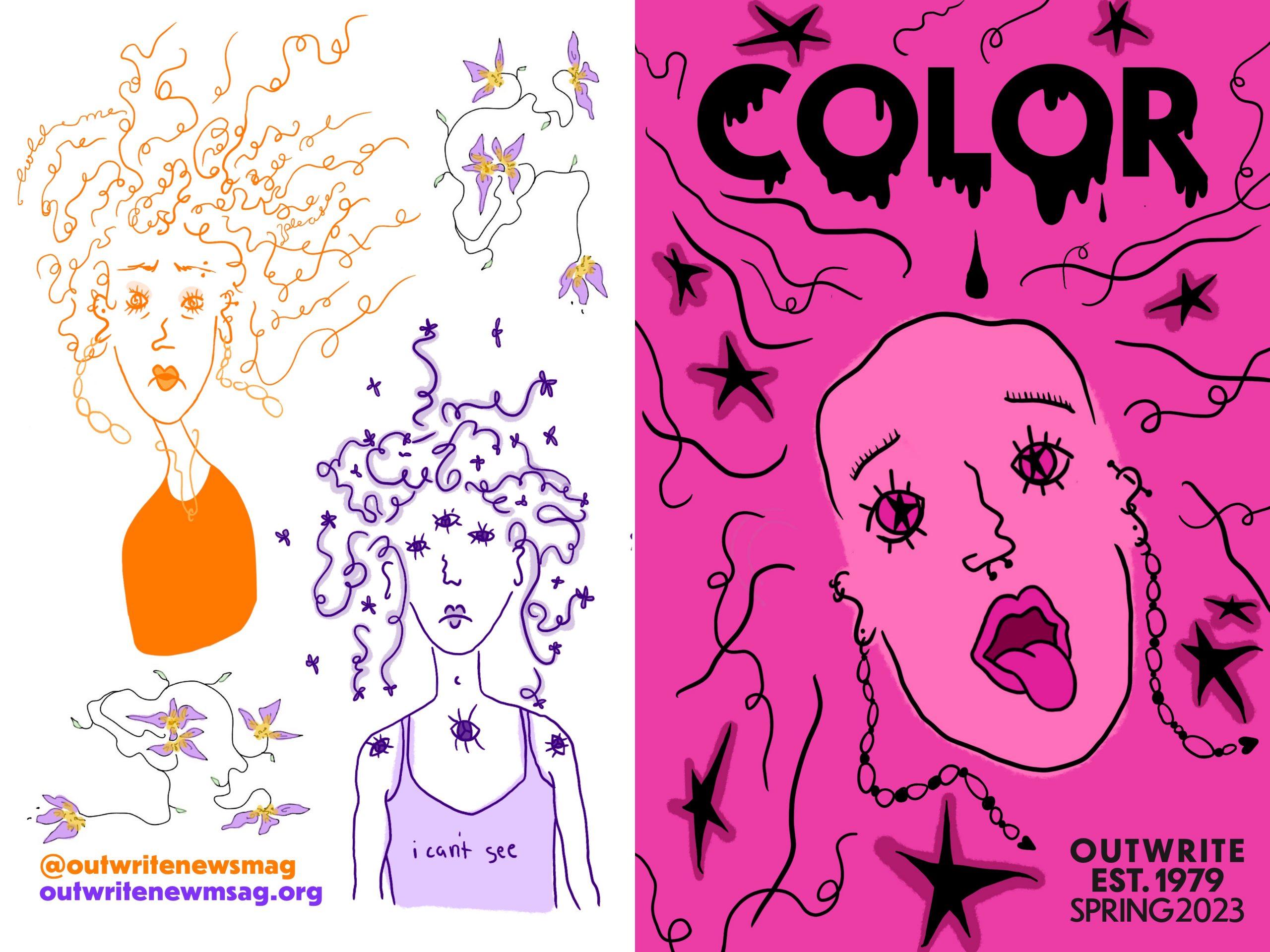 cover spread for OutWrite's Spring 2023 "color" issue